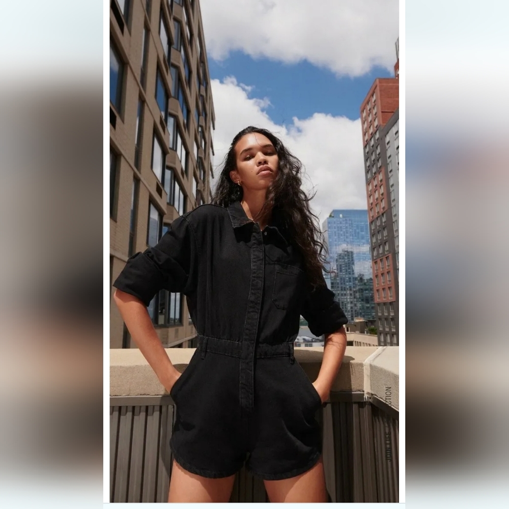 NWT Zara Black Denim Romper